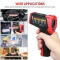 HABOTEST Non-Contact Infrared Thermometer -58 to 1472℉ Precision High Temp Thermometer Humidity Dew Point Temperature Meter with K-Type Thermocouple Adjustable Emissity UV Leak Detection Light for HVAC Automotive Mechanics Electricians
