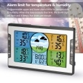 KKmoon Digital Multifunctional Clock RF 4 Channels Indoor & Outdoor Temperature & Humidity Indicator with Warning Alarm Meteorological Station Weather Forecast Air Pressure Large Color Display with Backlight with Calendar Alarm Clock and Snooze