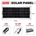 30W Polycrystal Solar Panel Flexible Solar Panel For Camping Car Traveling Outdoor Emergency Power Accessory