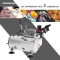 KKmoon Professional Airbrush Kit With Air Compressor Dual-Action Hobby Spray Air Brush Set Nail Art Paint Sprayer with Cleaning Brush