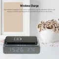 Wireless Charger Desk Clock LED Digital Clock Temperature Meter ℃/ ℉ Switchable Wireless Charging Device Multifunctional LED Alarm Clock with Calendar for Home Office Dormitory