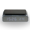 Wireless Charger Desk Clock LED Digital Clock Temperature Meter ℃/ ℉ Switchable Wireless Charging Device Multifunctional LED Alarm Clock with Calendar for Home Office Dormitory