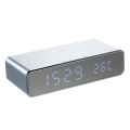 Wireless Charger Desk Clock LED Digital Clock Temperature Meter ℃/ ℉ Switchable Wireless Charging Device Multifunctional LED Alarm Clock with Calendar for Home Office Dormitory