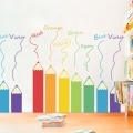 DIY Wall Decals Colorful Pencils Shaped Theme Boys Kids Room Wall Stickers