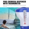 Pool Chemical Dispenser with Thermometer Floating Chlorine Tablets Dispenser Spa Chemical Dispenser for Outdoor Indoor Swimming Pools Spas Hot Tubs Fish Ponds