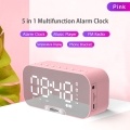 Digital Mirror Surface Alarm Clock with BT Speaker & FM Radio & Temperature Display Dual Alarms