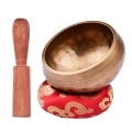 Muslady Tibetan Singing Bowl Set 8cm caliber scale pattern bowl + 12*2cm ordinary wooden stick + 8cm red circle pad