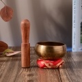 Muslady Tibetan Singing Bowl Set 8cm caliber scale pattern bowl + 12*2cm ordinary wooden stick + 8cm red circle pad