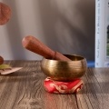 Muslady Tibetan Singing Bowl Set 8cm caliber scale pattern bowl + 12*2cm ordinary wooden stick + 8cm red circle pad