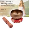 Muslady Tibetan Singing Bowl Set 8cm caliber scale pattern bowl + 12*2cm ordinary wooden stick + 8cm red circle pad