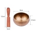 Muslady Tibetan Singing Bowl Set 8cm caliber scale pattern bowl + 12*2cm ordinary wooden stick + 8cm red circle pad