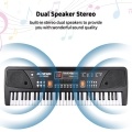 BIGFUN 61 Keys Rechargeable Electronic Organ Kids Electric Piano with Microphone Black Digital Music Electronic Keyboard with LED Display Built-in Dual Stereo Speakers with 16 Tones 10 Rhythms 6 Demo Songs 8 Percussion Kids Gift Musical Instrument