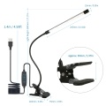 LEDs Clip-on Desk Lamp Dimmable Flexible Lighting Angle Reading Light 3 Lighting Modes & 10 Brightness Levels