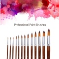 13pcs Professional Art Paint Brushes Set Long Wooden Handle Nylon Hair Paintbrush for Acrylic Oil Watercolor Gouache Face Painting Drawing Art Supplies