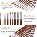 13pcs Professional Art Paint Brushes Set Long Wooden Handle Nylon Hair Paintbrush for Acrylic Oil Watercolor Gouache Face Painting Drawing Art Supplies