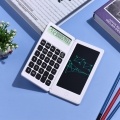 Foldable Calculator & 6 Inch LCD Writing Tablet Digital Drawing Pad 12 Digits Display with Stylus Pen Erase Button for Children Adults Home Office School Use