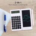 Foldable Calculator & 6 Inch LCD Writing Tablet Digital Drawing Pad 12 Digits Display with Stylus Pen Erase Button for Children Adults Home Office School Use