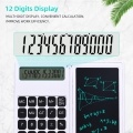 Foldable Calculator & 6 Inch LCD Writing Tablet Digital Drawing Pad 12 Digits Display with Stylus Pen Erase Button for Children Adults Home Office School Use
