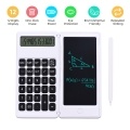 Foldable Calculator & 6 Inch LCD Writing Tablet Digital Drawing Pad 12 Digits Display with Stylus Pen Erase Button for Children Adults Home Office School Use