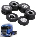 6PCS Aluminum Alloy Front & Rear Truck Wheel Rim Tires Compatible with Tamiya 1/14 RC Tractor Truck( type-10)