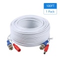 100ft /30m 2-in-1 Video Power CCTV Cable BNC Extend Cord
