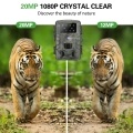 Trail Camera Waterproof 20MP 1080P Hunting Game Camera with 3 Infrared Sensors Night Vision Motion Activated Wildlife Scouting Camera