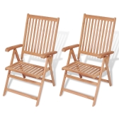 Sedie da giardino reclinabili 2 pezzi in teak