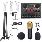 多機能ライブサウンドカードBM800マイクセットオーディオ録音機器（ブラック＆ゴールド）