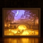 3D Paper Carving Night Light LED Papercut Light Box  Sculptures Frame Gift Decorative Desktop Lamp