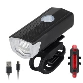 USB Rechargeable Bike Tail Light and Cycle Head Light Front Light Set 3 Light Modes 300lm Waterproof LED Bicycle Light for Mountain & Road Bike