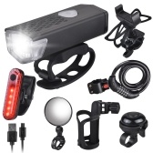 360° Rotation Bicycle Mobile Phone Holder USB Rechargeable Bike Lights Set Anti-theft Bike Lock Water Bottle Holder Bike Bell Cycling Mirror