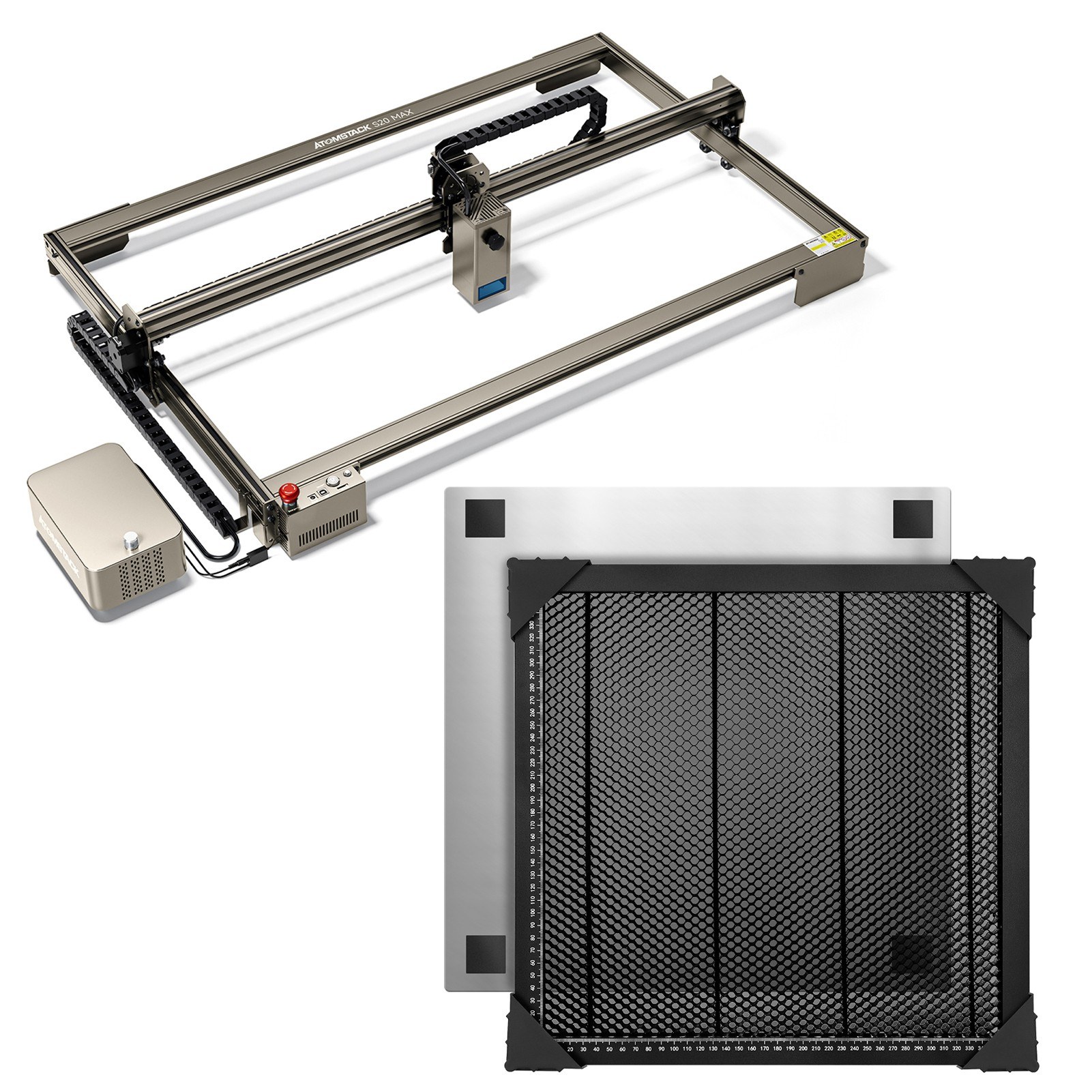 tomtop.com - [EU Warehouse] Atomstack S20 Max 20W Laser Engraver with Dual Pump Air Assitance + 400x400mm Laser Cutting Honeycomb Table, 589€