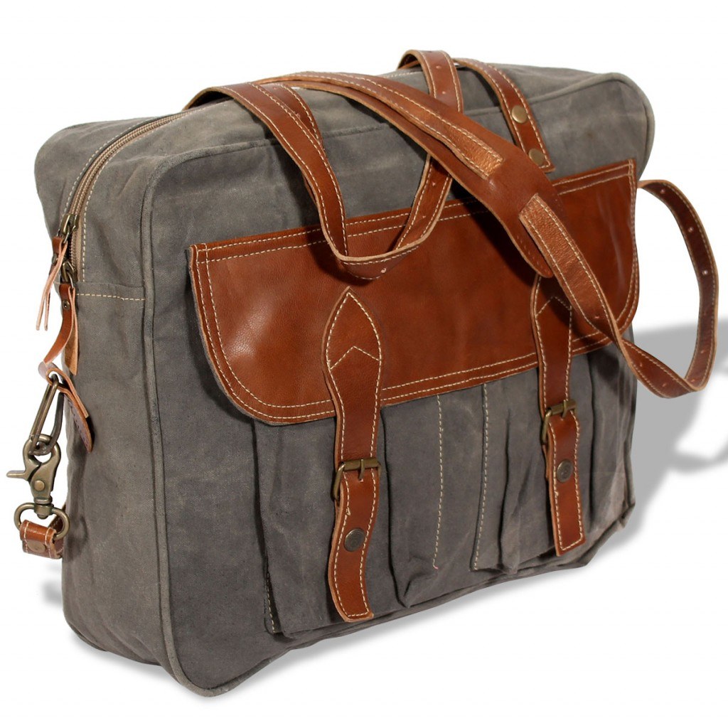 Handbag Canvas and genuine leather Gray