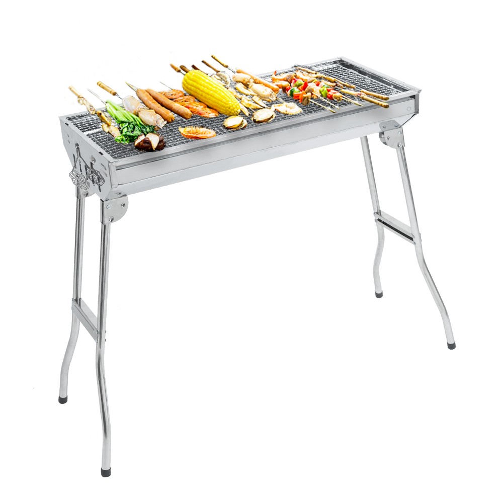 Household Stainless Steel Barbecue Grill Large Outdoor Folding Portable Barbecue Meat Rack BBQ Grill