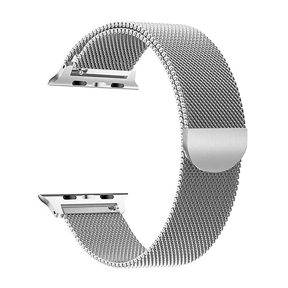 Replaceable Stainless Steel Watch Band Milanese Magnetic Buckle Strap Compatible with Apple Watch 2/3/4/5/6/se 38/40mm Silver