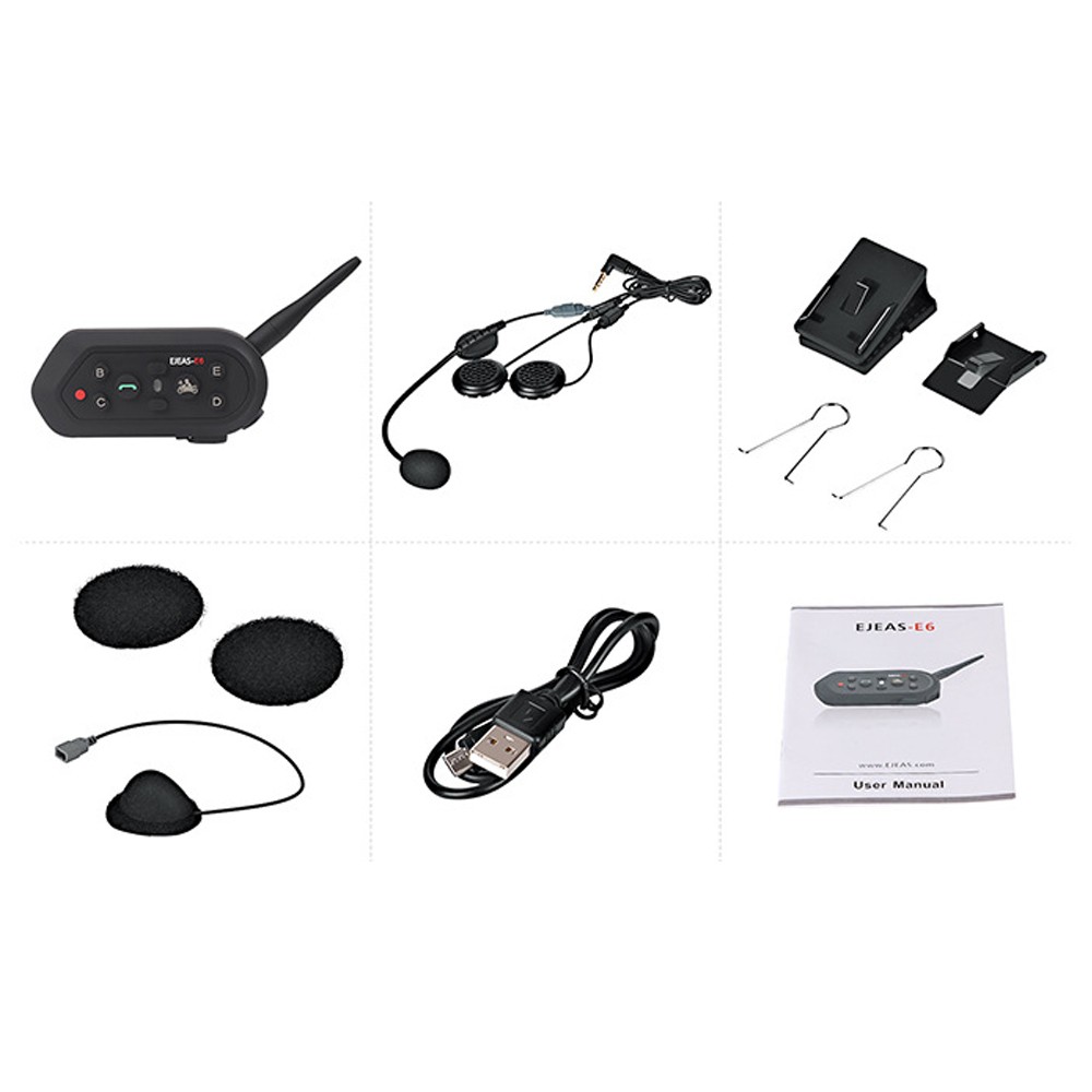 EJEAS E6 Motorcycle Helmet BT Headphone RealTime Full Duplex