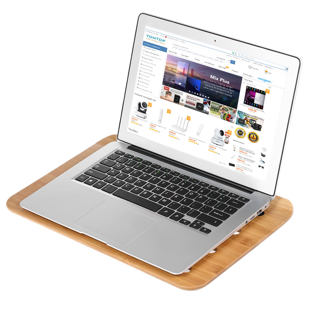 Samdi Bamboo Laptop Tray Lap Desk Universal Cooling Stand Desktop Samdi Bamboo Laptop Tray Lap Desk Universal Cooling Stand Desktop Reading Board Air Ventilation For Notebook S Tomtop