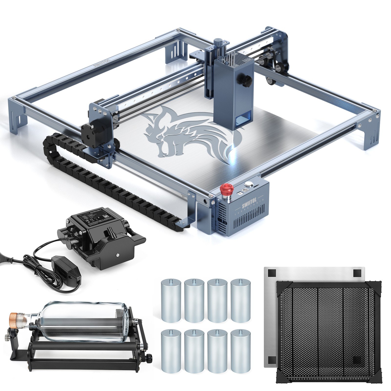 tomtop.com - [EU Warehouse] Swiitol C18 Pro 18W Laser Engraver + Rotary Roller + Air Assit Pump + 8Pcs Height Raised Footpad + 400x400mm Honeycomb Working Table, 405€