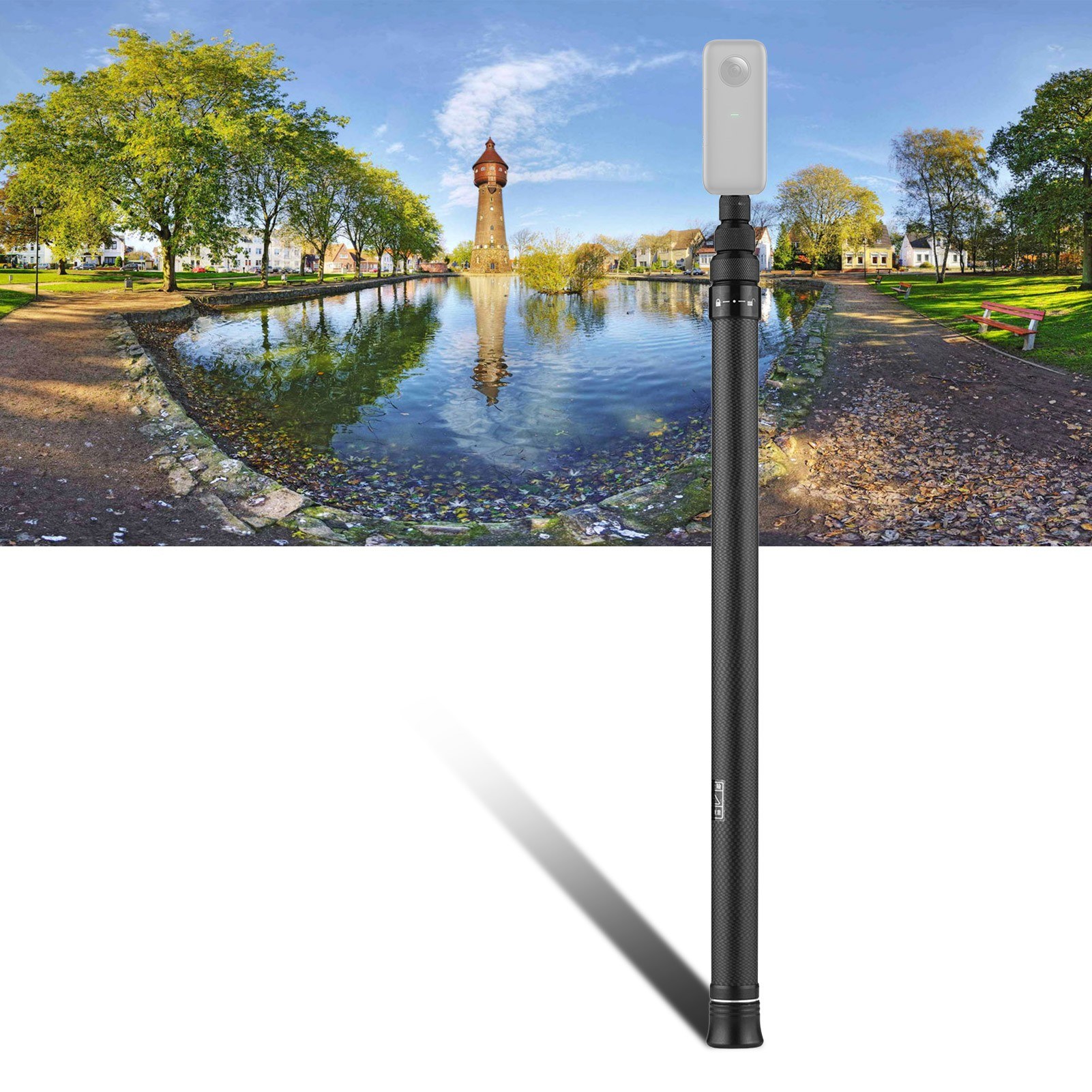 3 Meters/ 9.8ft Carbon Fiber Selfie Stick Adjustable Extension Pole with 1/4 Inch Screw Replacement for Insta 360 One X/ One X2/ One R Panoramic Camera Action Camera