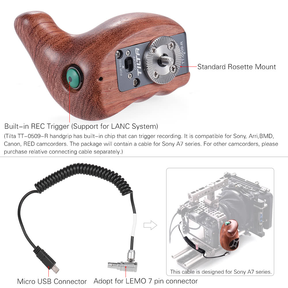 Tilta 木製カメラグリップ　TT-0509-R右手用 Tilta 木製カメラグリップ TT-0509-R右手用 Right Side Wooden
