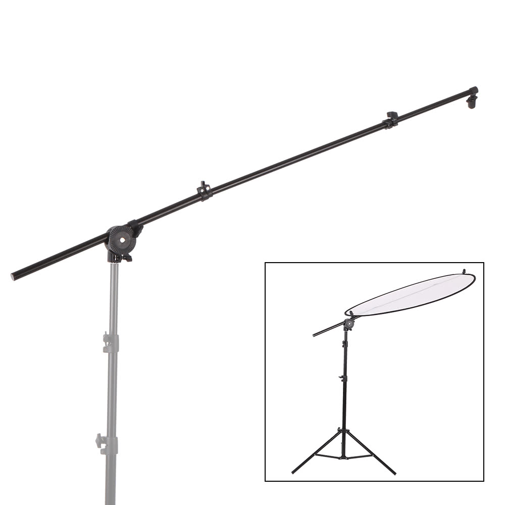 Extendable Photo Studio Photography Reflector Diffuser Holder Stand Boom Arm Support  withClip Flexible Swivel Grip Head Clamp