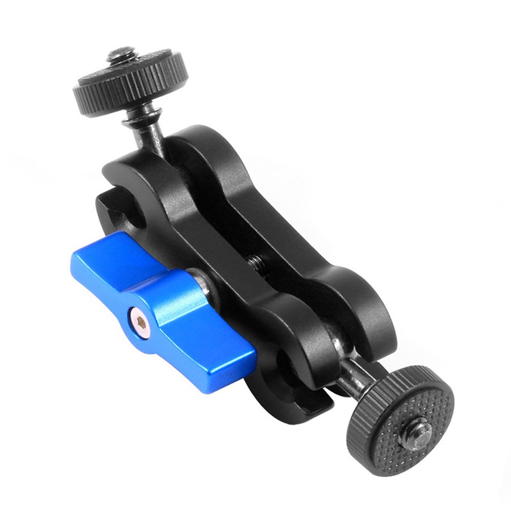 Double Ballhead Mount 1/4 Inch Screw Magic Ball Head Arm 360 Degree Rotation Anodisation Aluminum Alloy for Phone Gimbal Monitor Photography Handle