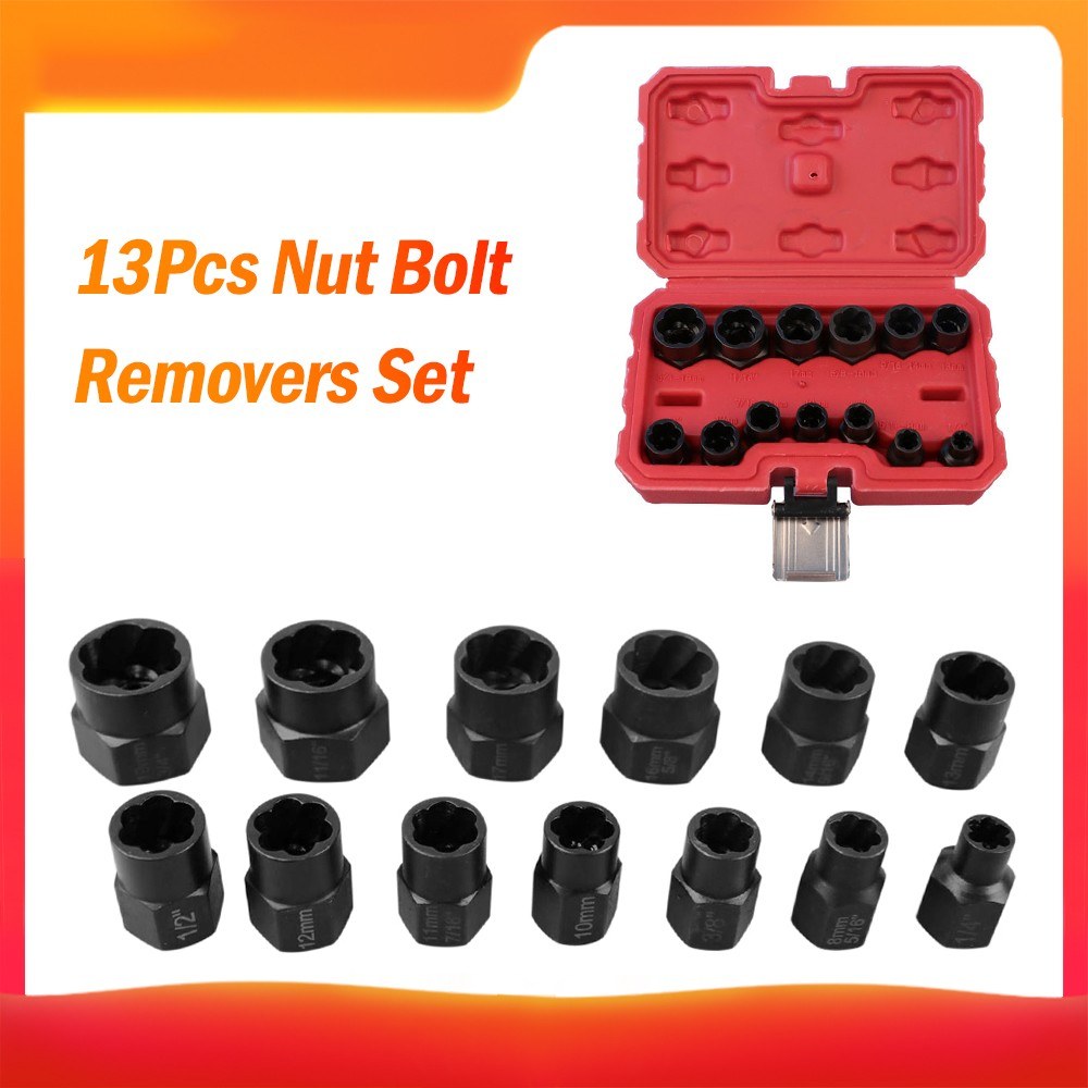 13Pcs Nut Extractor Set Locking Wheel Twist Socket Bolt Nut Stud
