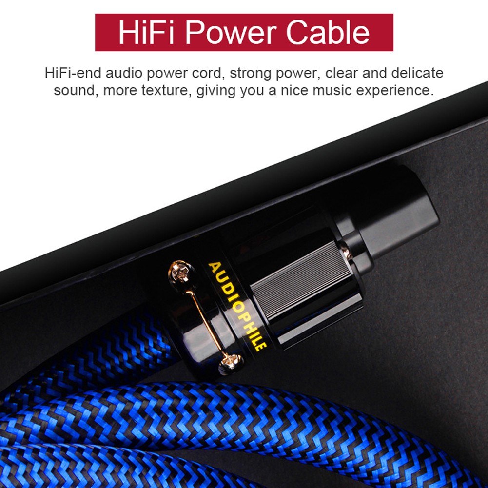 3.3ft HiFi Audio Power Cable HighEnd Braided Sleeve Audiophile Power
