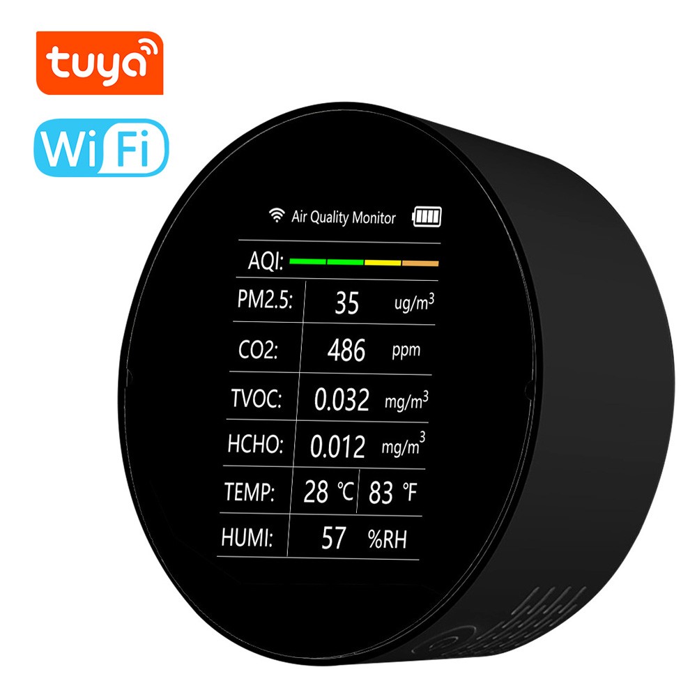 Tuya WiFi Multifunctional Air Quality Detector 7 In 1 PM2.5 TVOC CO2