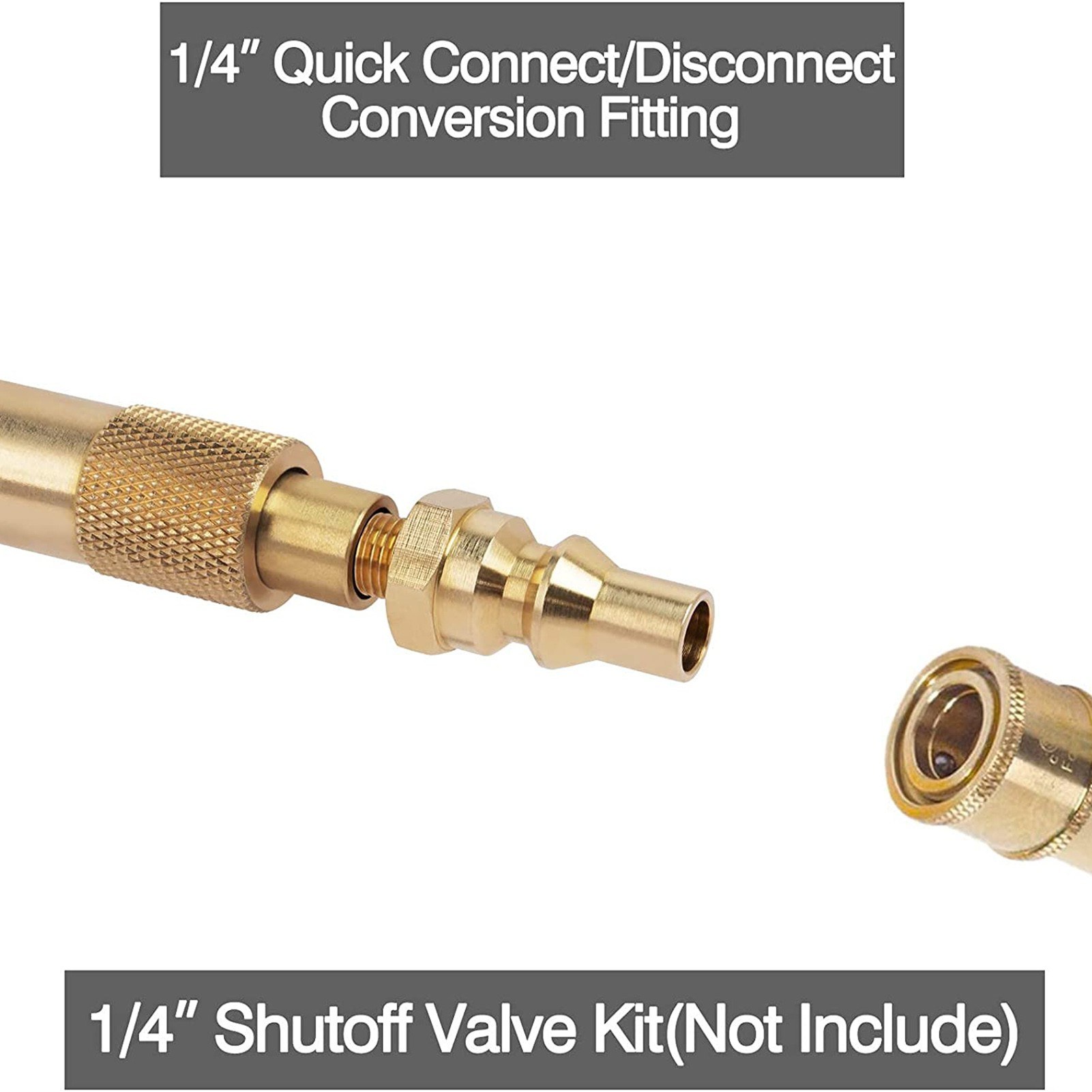 1/4'' RV Quick Connect Adapter Solid Brass Conversion Fitting Connector