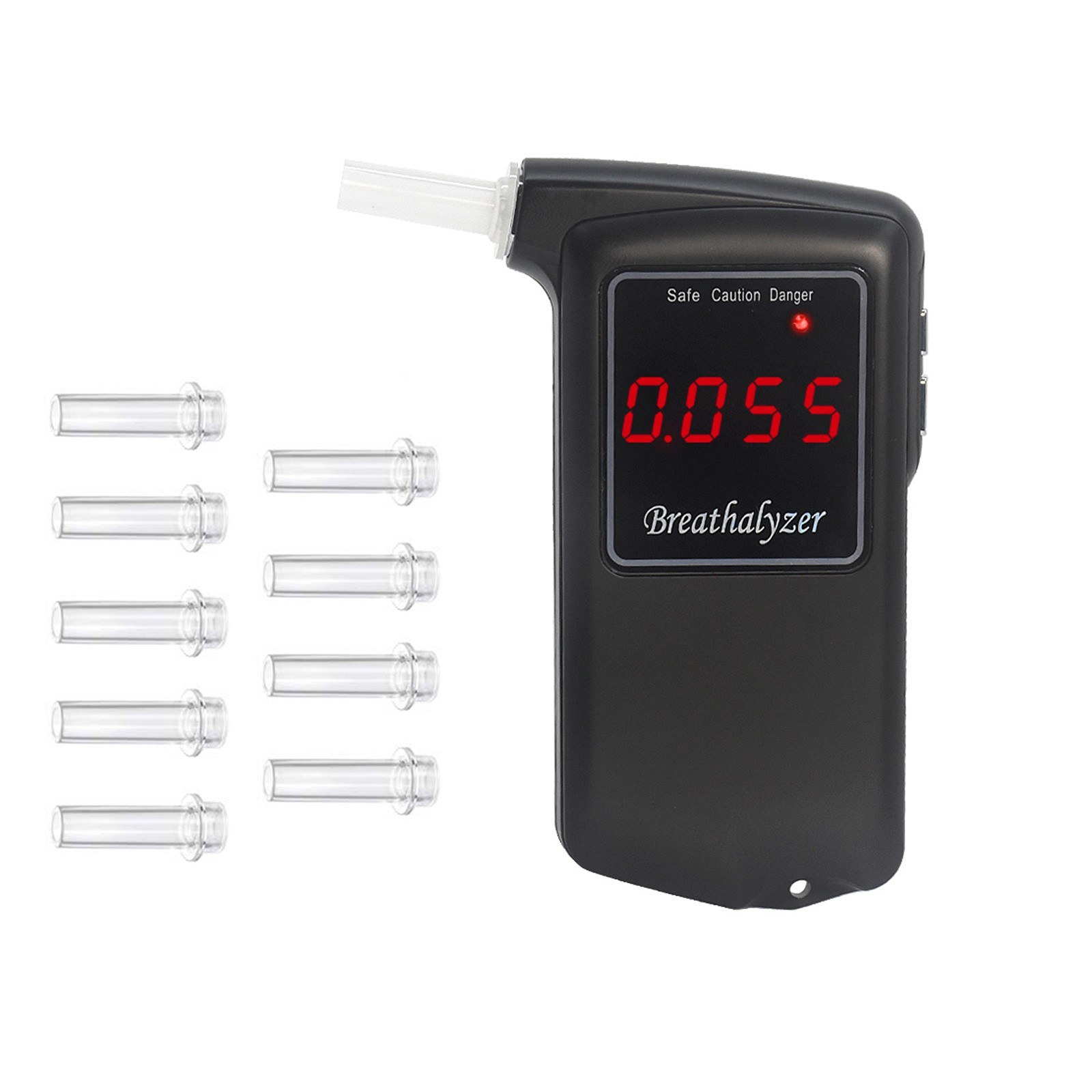 Professional Breathalyzer Portable Digital Breath Alcohol Tester Alcohol Tester Meter with 10pcs Transparent Mouthpieces Alcohol Tester Meter Analyzer Detector AT-858