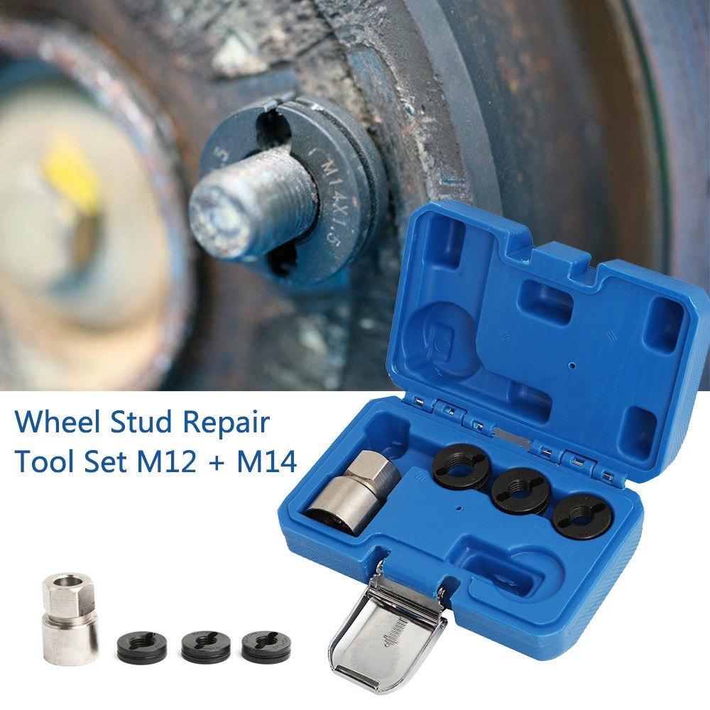 Wheel Stud Repair Tool Set M12 + M14 Dies Damaged Wheel Stud Thread