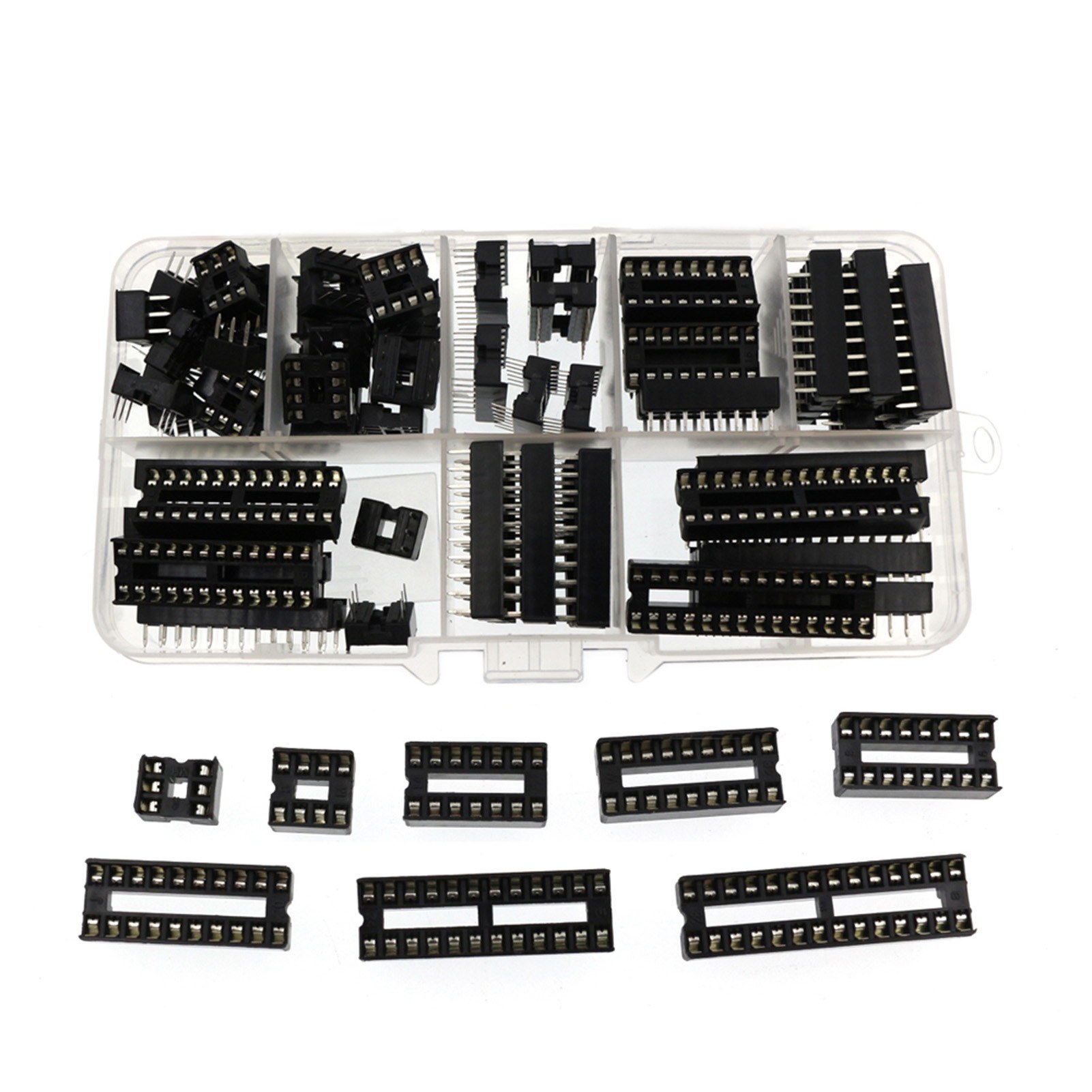 66PCS IC Block Chip Holder DIP Sockets Adaptateur 6P 8P 14P 16P 18P 20P 24P 28P Type de soudure