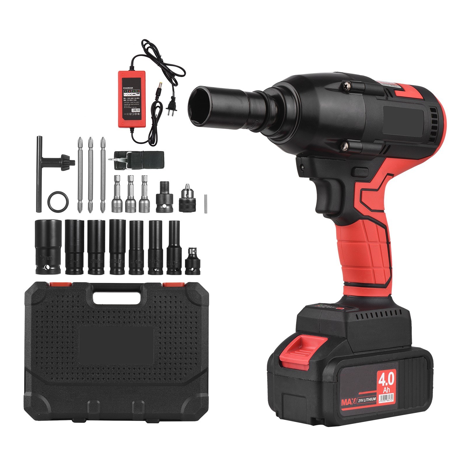 21V Cordless Brushless Impact Wrench with 1/2in Chuck 600N.m Max Torque